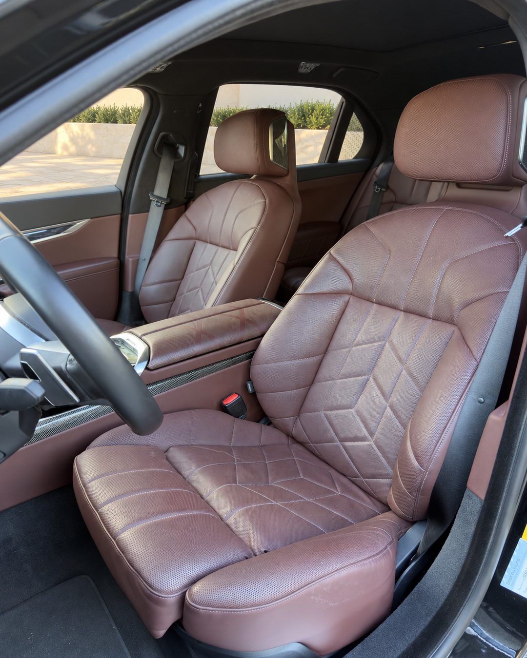 BMW 7 Series front seats with quilted brown leather